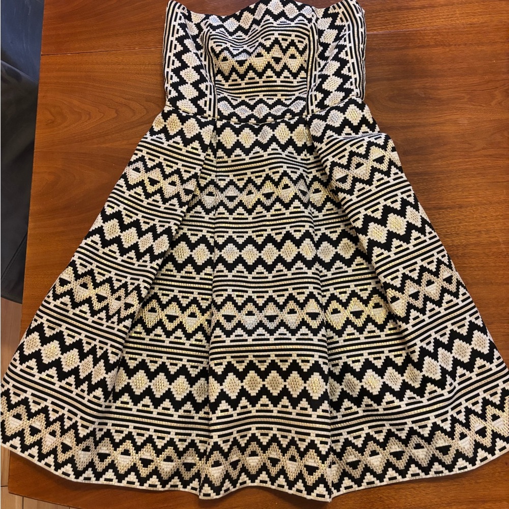 Slate & Willow Black, White & Gold Dress